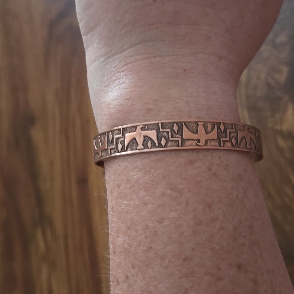 Vtg Solid Copper Cuff Brcelet - Native American T… - image 4